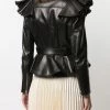 Alexander McQueen ruffle-shoulder biker jacket