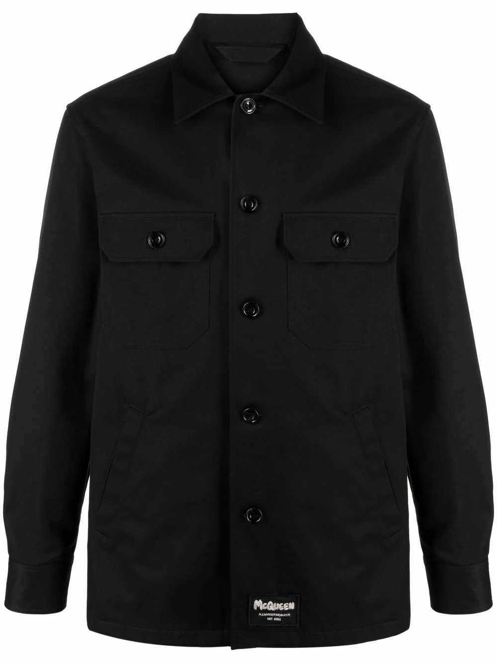 Alexander McQueen Logo patch shirt jacket 1 Alexander McQueen logo-patch shirt jacket