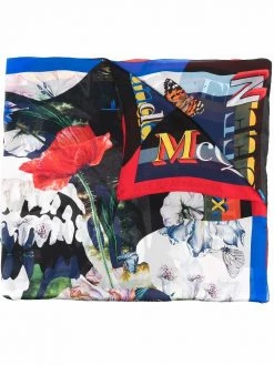 Alexander McQueen rose print silk scarf