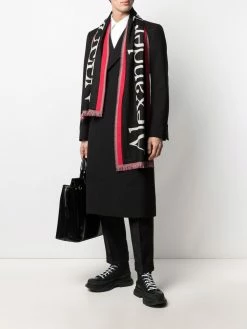Alexander McQueen logo-intarsia wool scarf