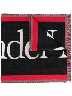 Alexander McQueen logo-intarsia wool scarf