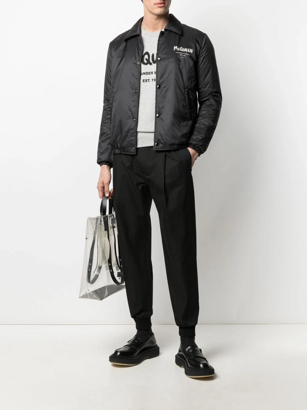 Alexander McQueen Logo print bomber jacket 2 Alexander McQueen logo-print bomber jacket