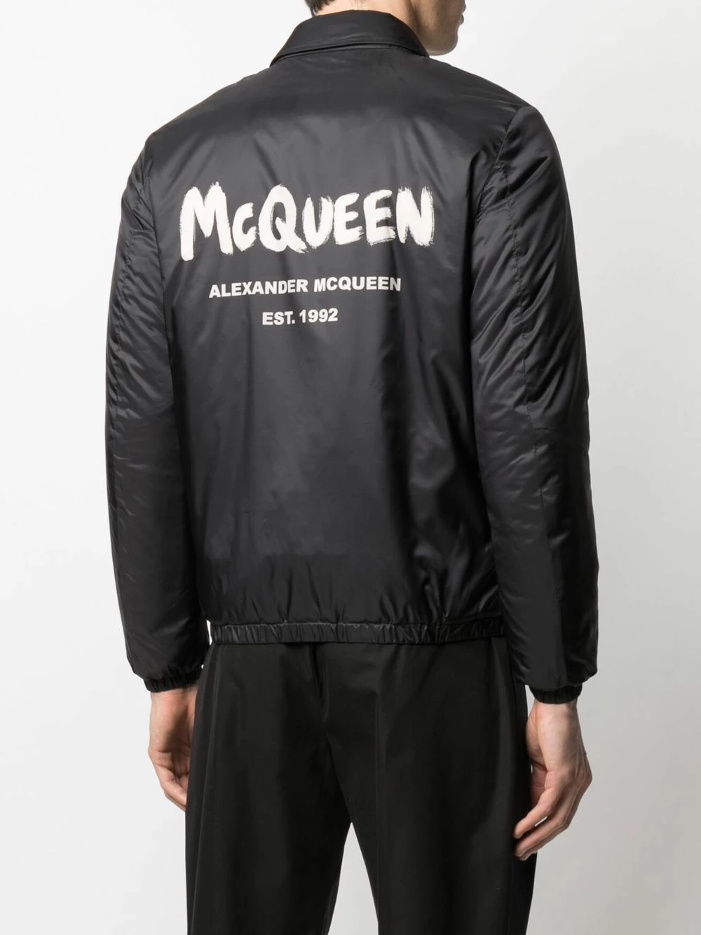 Alexander McQueen Logo print bomber jacket 4 Alexander McQueen logo-print bomber jacket