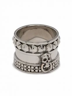 Alexander McQueen skull-engraved thick ring