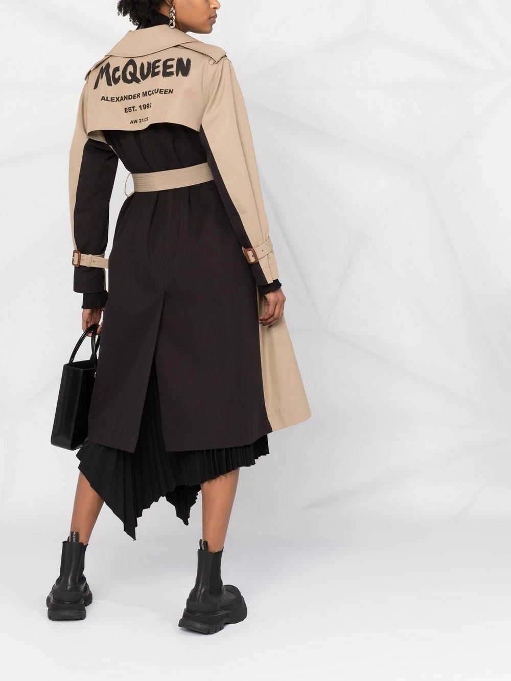 Alexander McQueen Hybrid Graffiti belted trench coat 2 Alexander McQueen Hybrid Graffiti belted trench coat