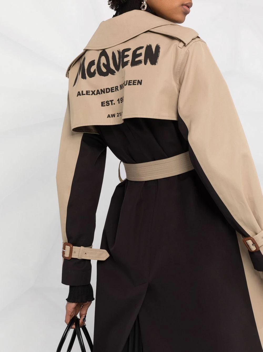 Alexander McQueen Hybrid Graffiti belted trench coat 5 Alexander McQueen Hybrid Graffiti belted trench coat