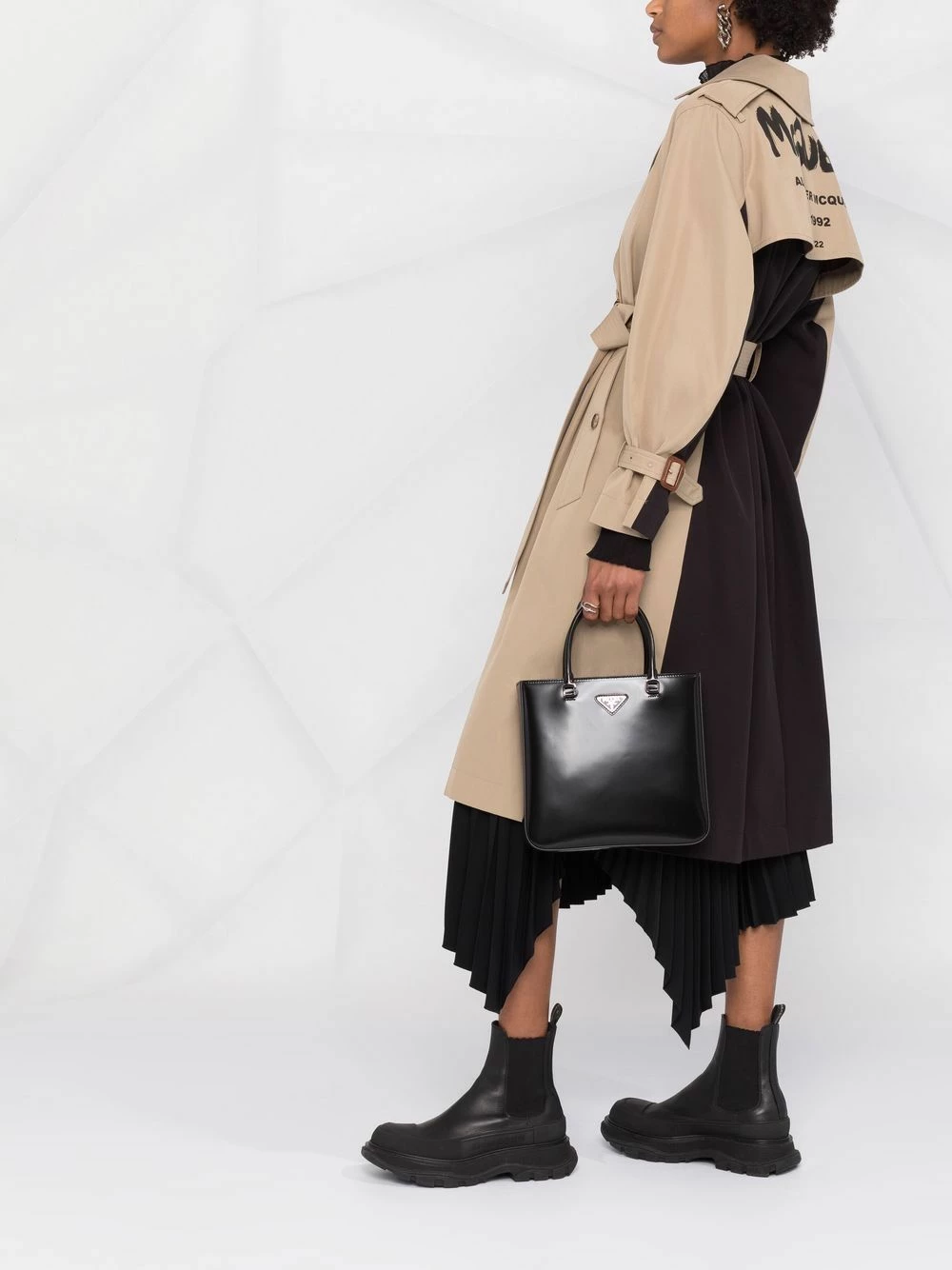 Alexander McQueen Hybrid Graffiti belted trench coat 4 Alexander McQueen Hybrid Graffiti belted trench coat