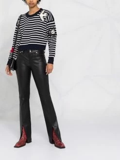 Alexander McQueen crochet-patch striped jumper