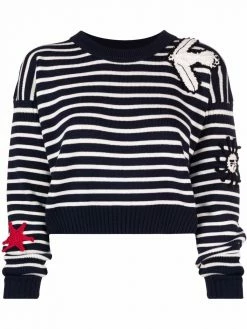 Alexander McQueen crochet-patch striped jumper