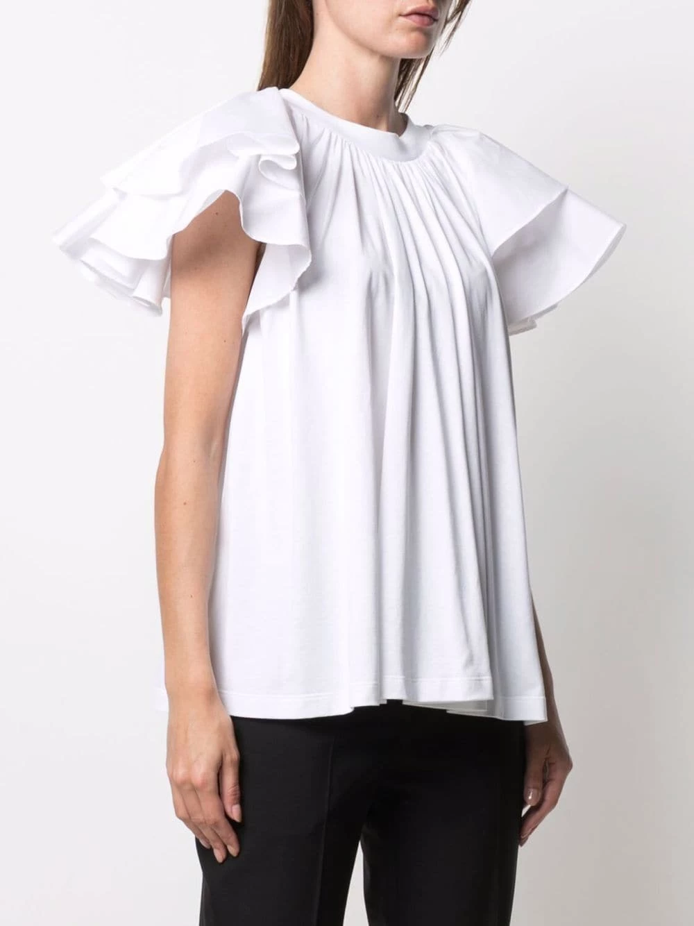 Alexander McQueen Ruffled sleeve cotton blouse 3 Alexander McQueen ruffled-sleeve cotton blouse