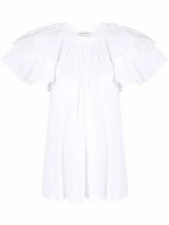 Alexander McQueen ruffled-sleeve cotton blouse