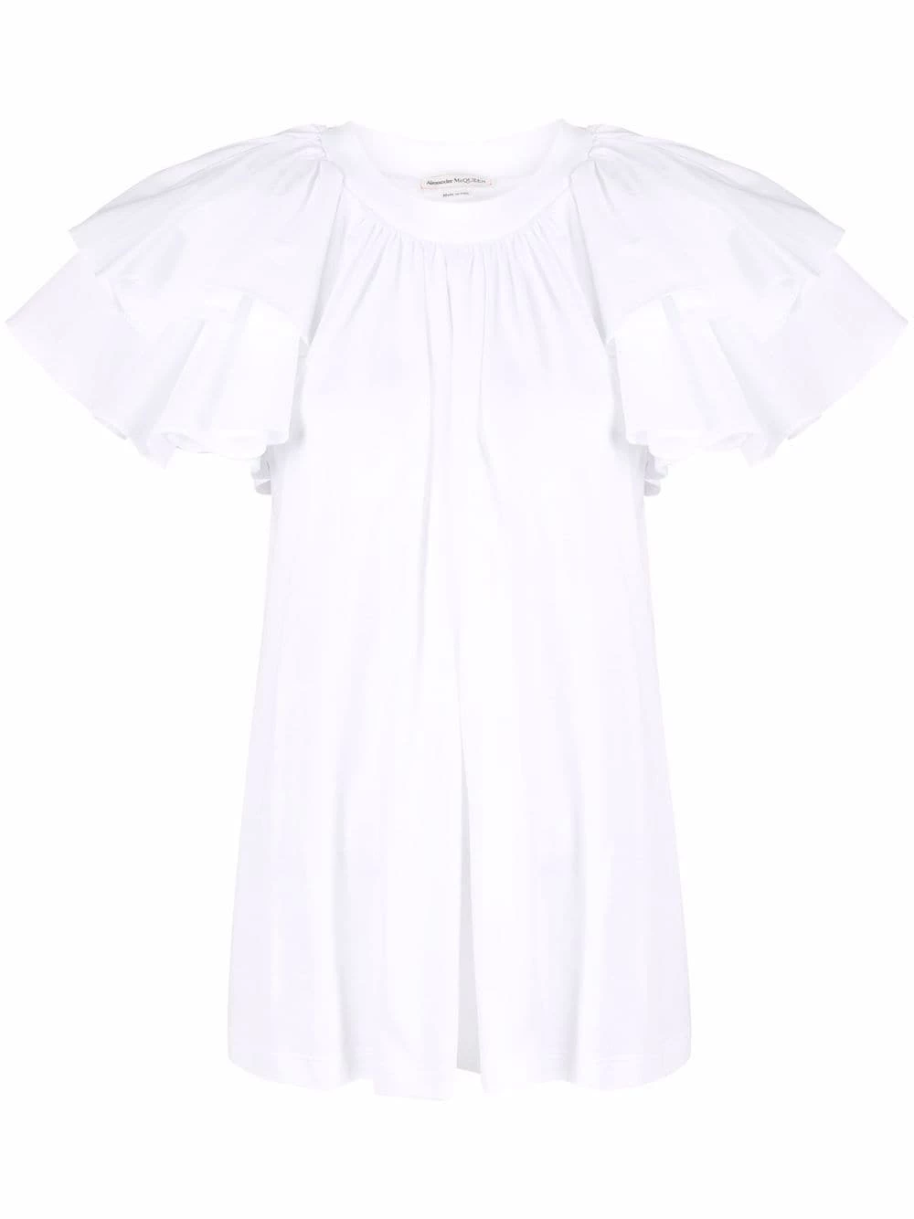 Alexander McQueen Ruffled sleeve cotton blouse 1 Alexander McQueen ruffled-sleeve cotton blouse