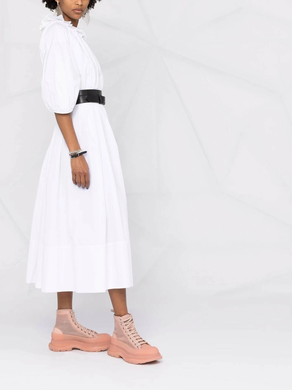 Alexander McQueen Ruffled short sleeved poplin cotton dress 6 Alexander McQueen ruffled short-sleeved poplin-cotton dress