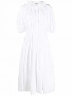 Alexander McQueen ruffled short-sleeved poplin-cotton dress