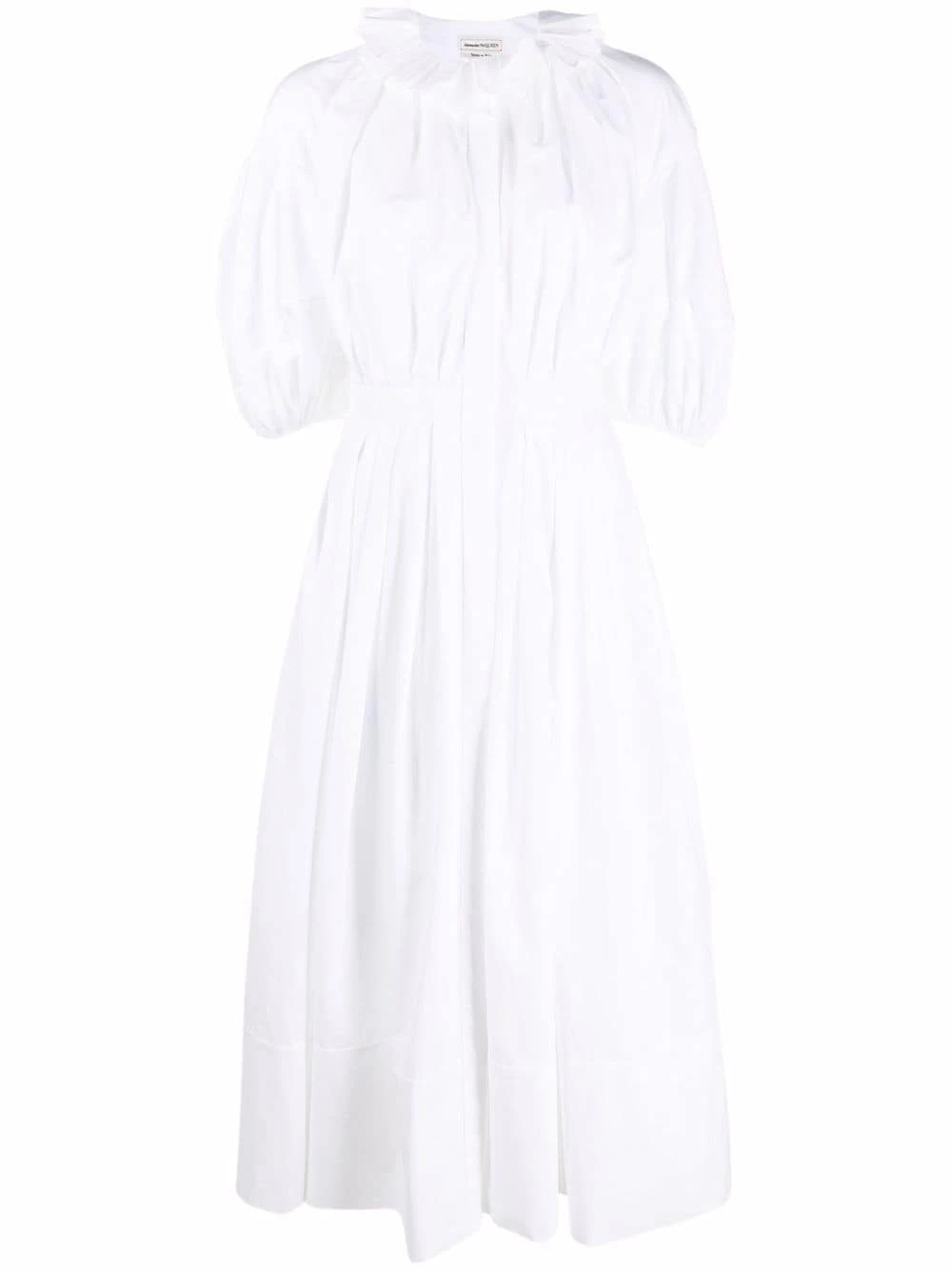 Alexander McQueen Ruffled short sleeved poplin cotton dress 1 Alexander McQueen ruffled short-sleeved poplin-cotton dress