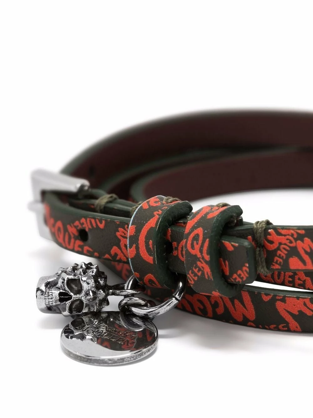 Alexander McQueen McQueen Graffiti double wrap leather bracelet 3 Alexander McQueen McQueen Graffiti double-wrap leather bracelet
