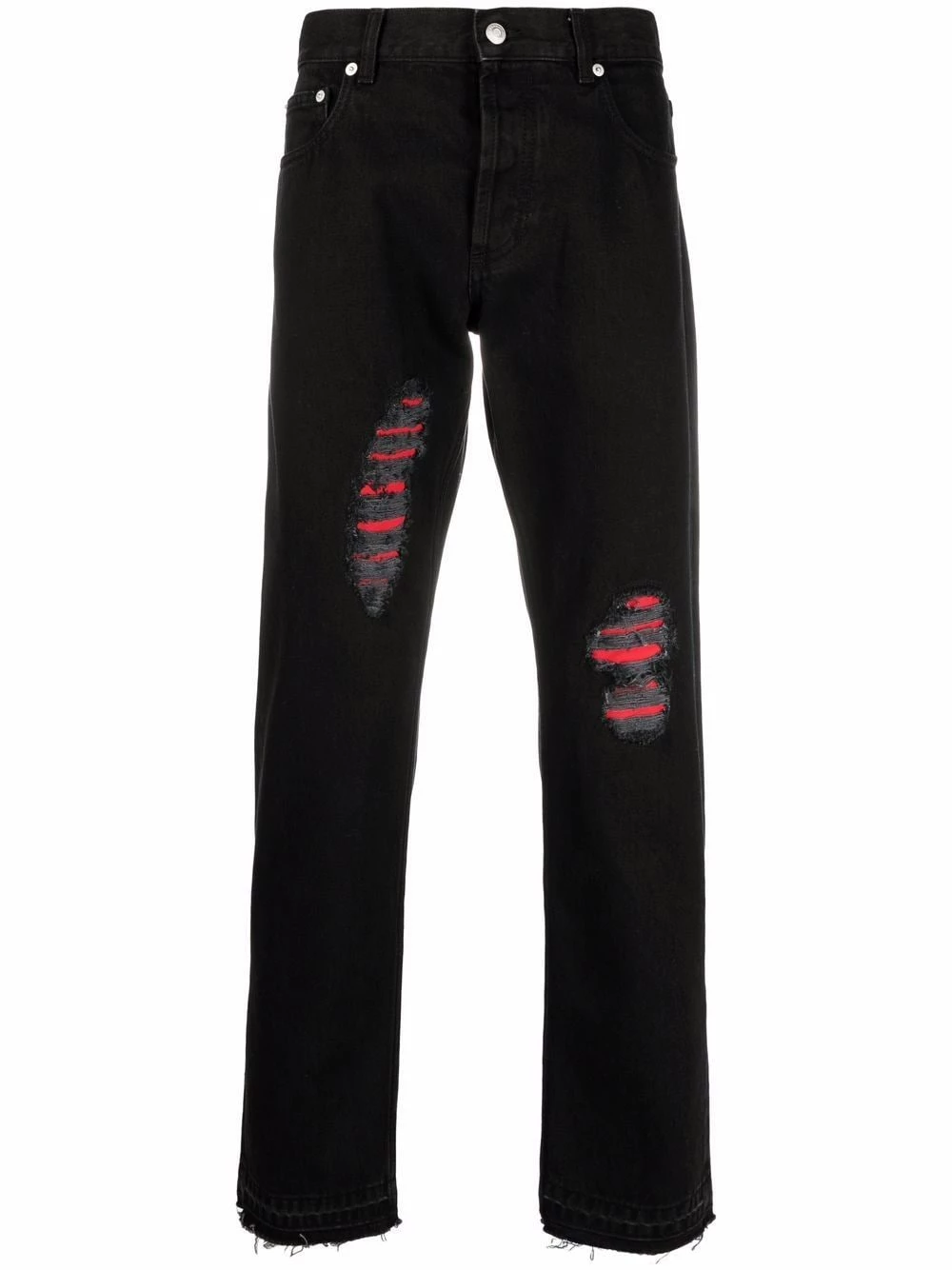 Alexander McQueen Ripped detail slim fit jeans 1 Alexander McQueen ripped-detail slim-fit jeans