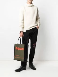 Alexander McQueen ripped-detail slim-fit jeans