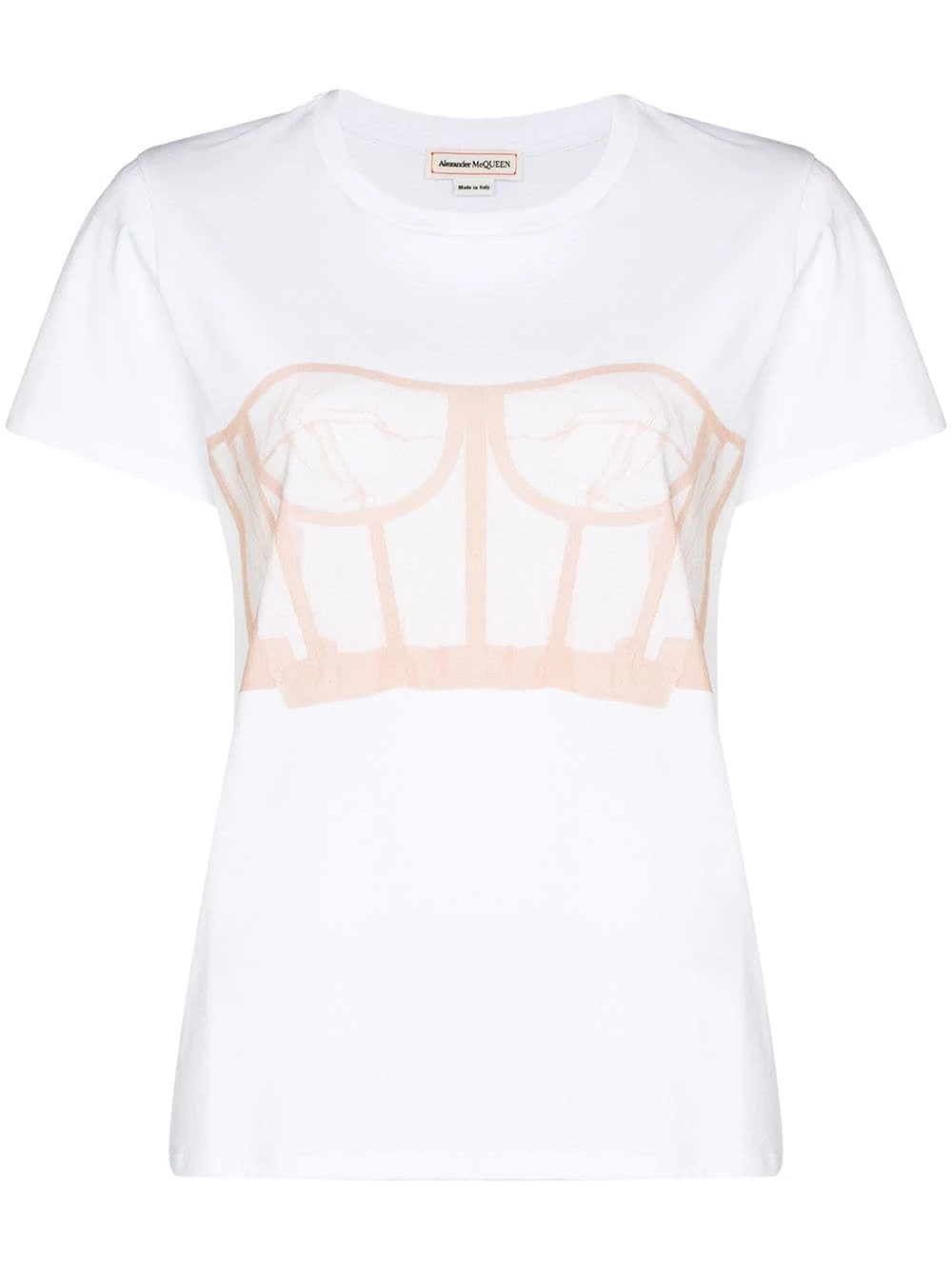 Alexander McQueen Bustier print short sleeve T shirt 1 Alexander McQueen bustier print short-sleeve T-shirt
