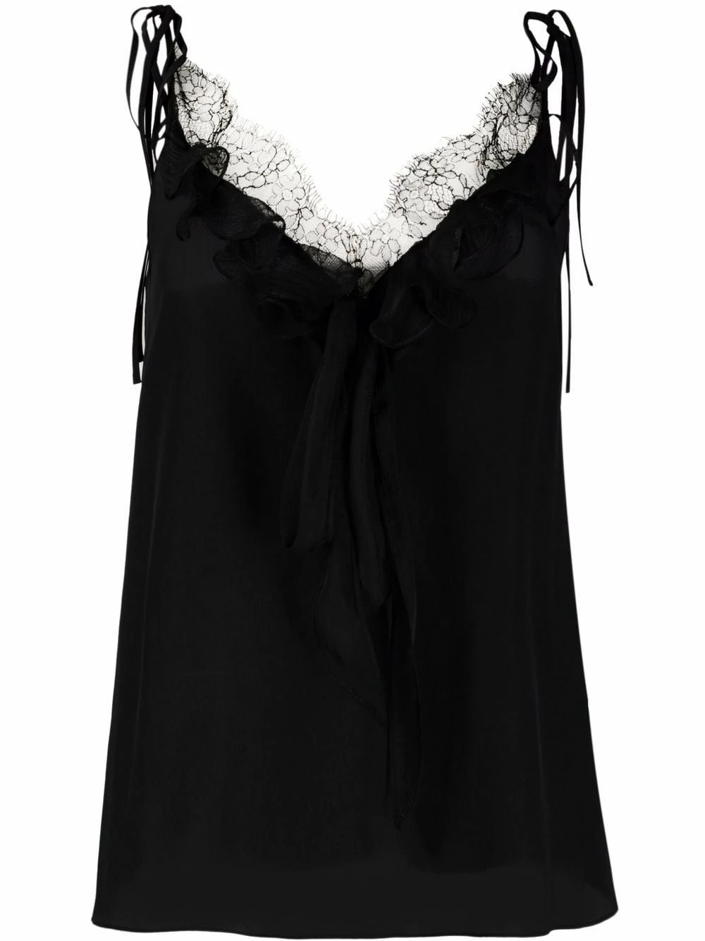 Alexander McQueen Lace trim silk camisole 1 Alexander McQueen lace-trim silk camisole