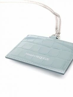 Alexander McQueen chain neck-strap leather cardholder