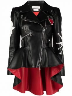 Alexander McQueen multi-patch peplum biker jacket