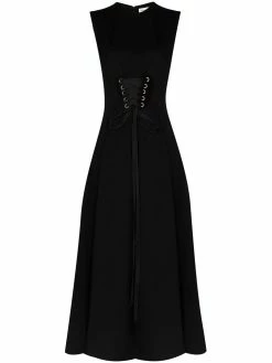 Alexander McQueen corset-style flared midi dress