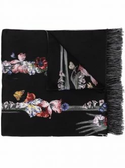 Alexander McQueen floral logo-print scarf