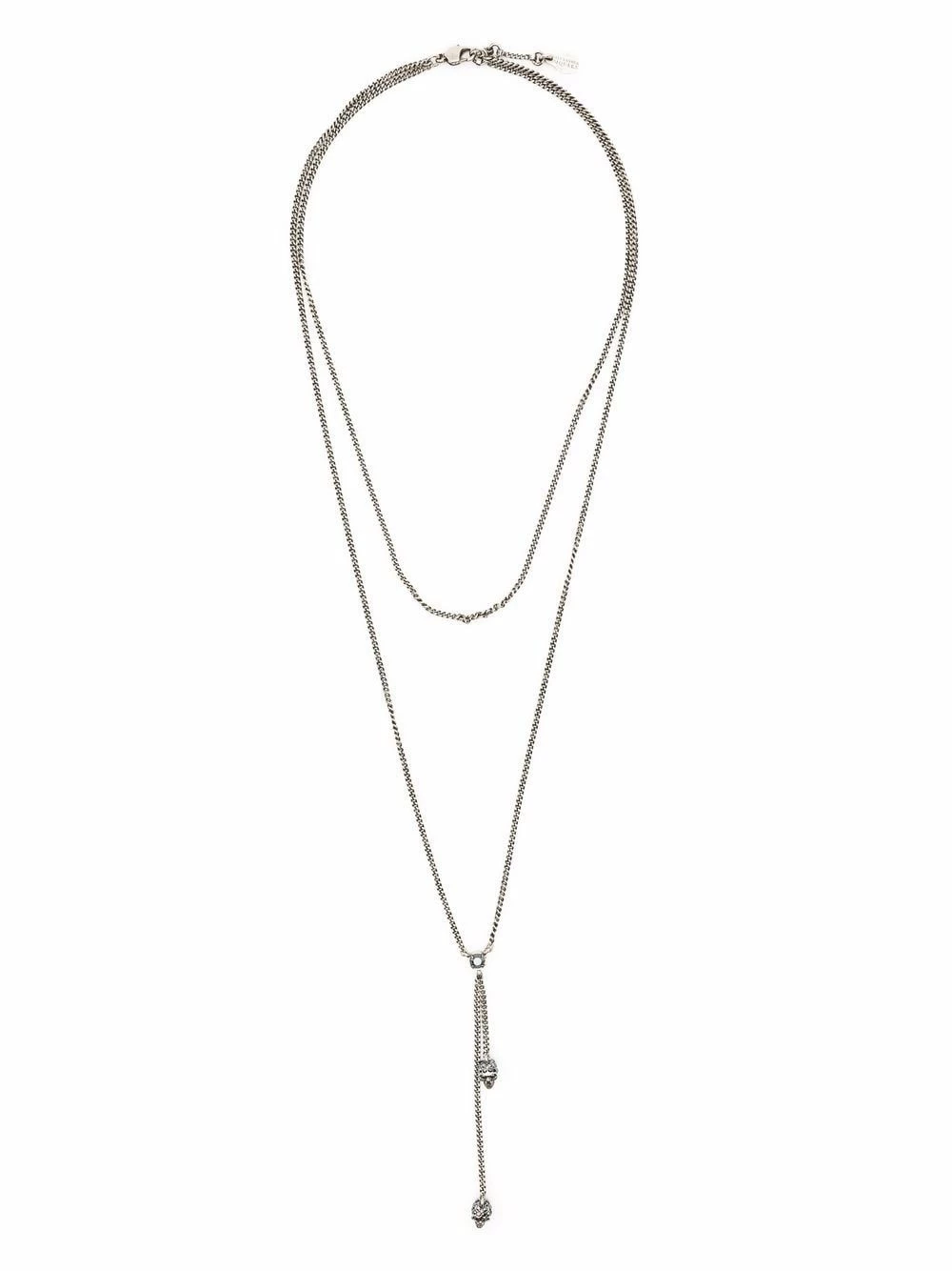 Alexander McQueen Layered skull embellished necklace 3 Alexander McQueen layered skull-embellished necklace