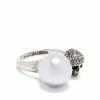 Alexander McQueen faux pearl Skull charm ring