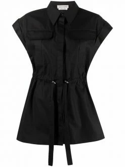 Alexander McQueen cotton drawstring-waist shirt