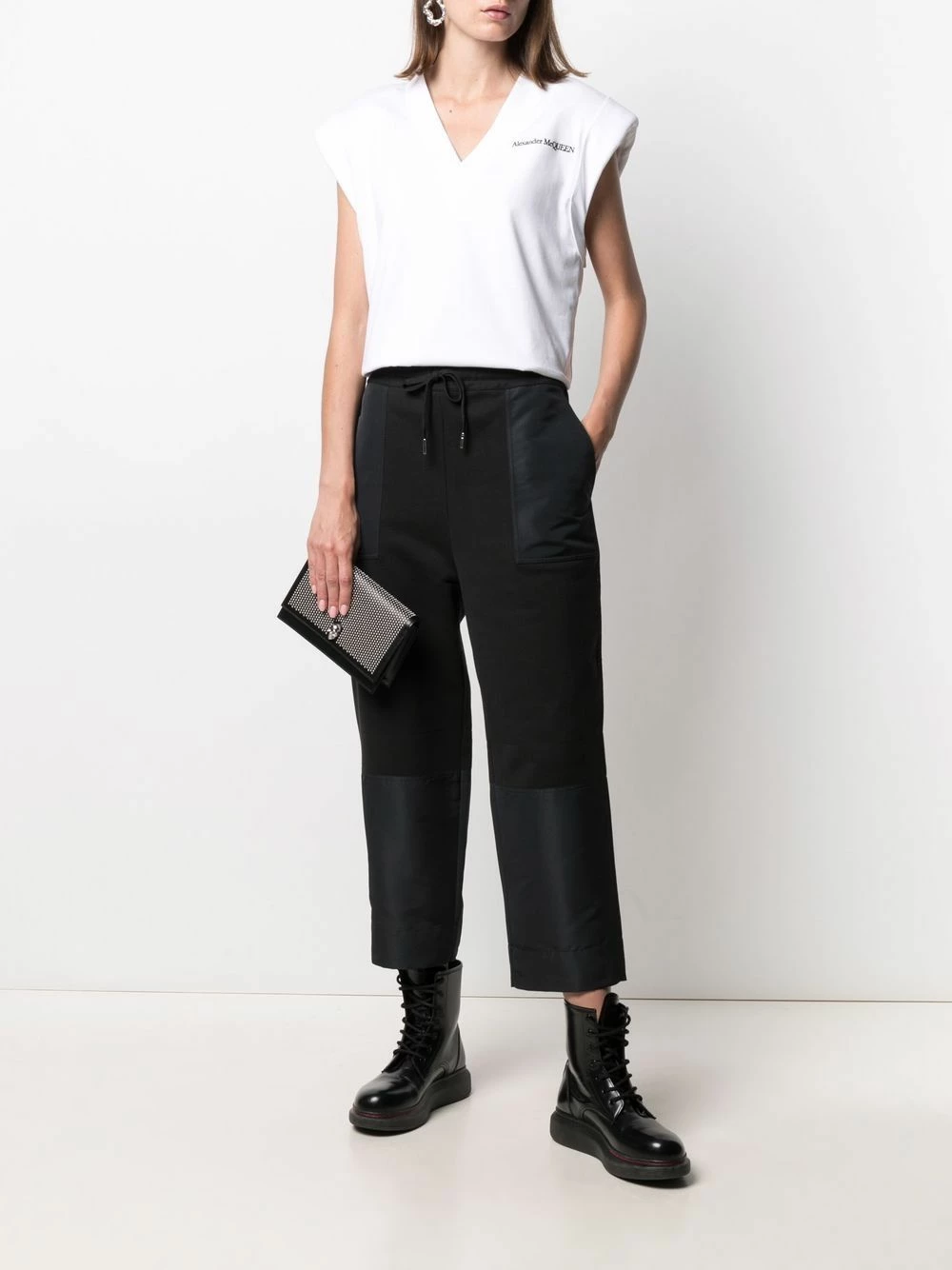 Alexander McQueen Logo print V neck top 2 Alexander McQueen logo-print V-neck top