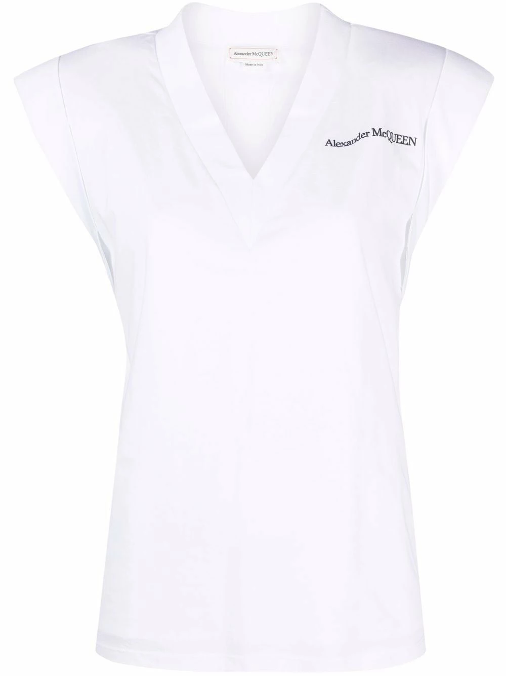 Alexander McQueen Logo print V neck top 1 Alexander McQueen logo-print V-neck top