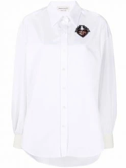 Alexander McQueen embellished-heart cotton shirt