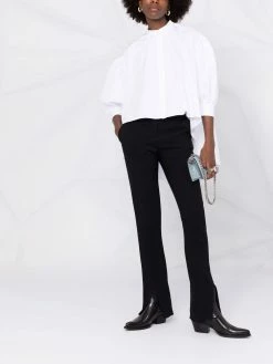 Alexander McQueen drop-hem collarless blouse