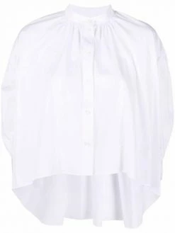 Alexander McQueen drop-hem collarless blouse