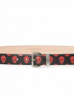 Alexander McQueen skull-print leather belt