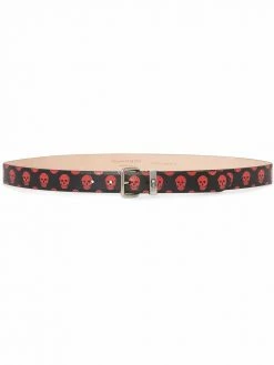 Alexander McQueen skull-print leather belt