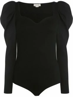 Alexander McQueen puff-sleeve fitted bodysuit
