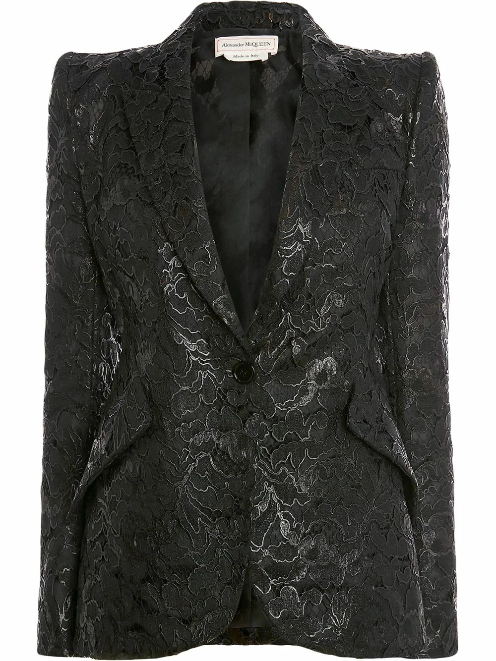 Alexander McQueen Lace single breasted blazer 1 Alexander McQueen lace single-breasted blazer