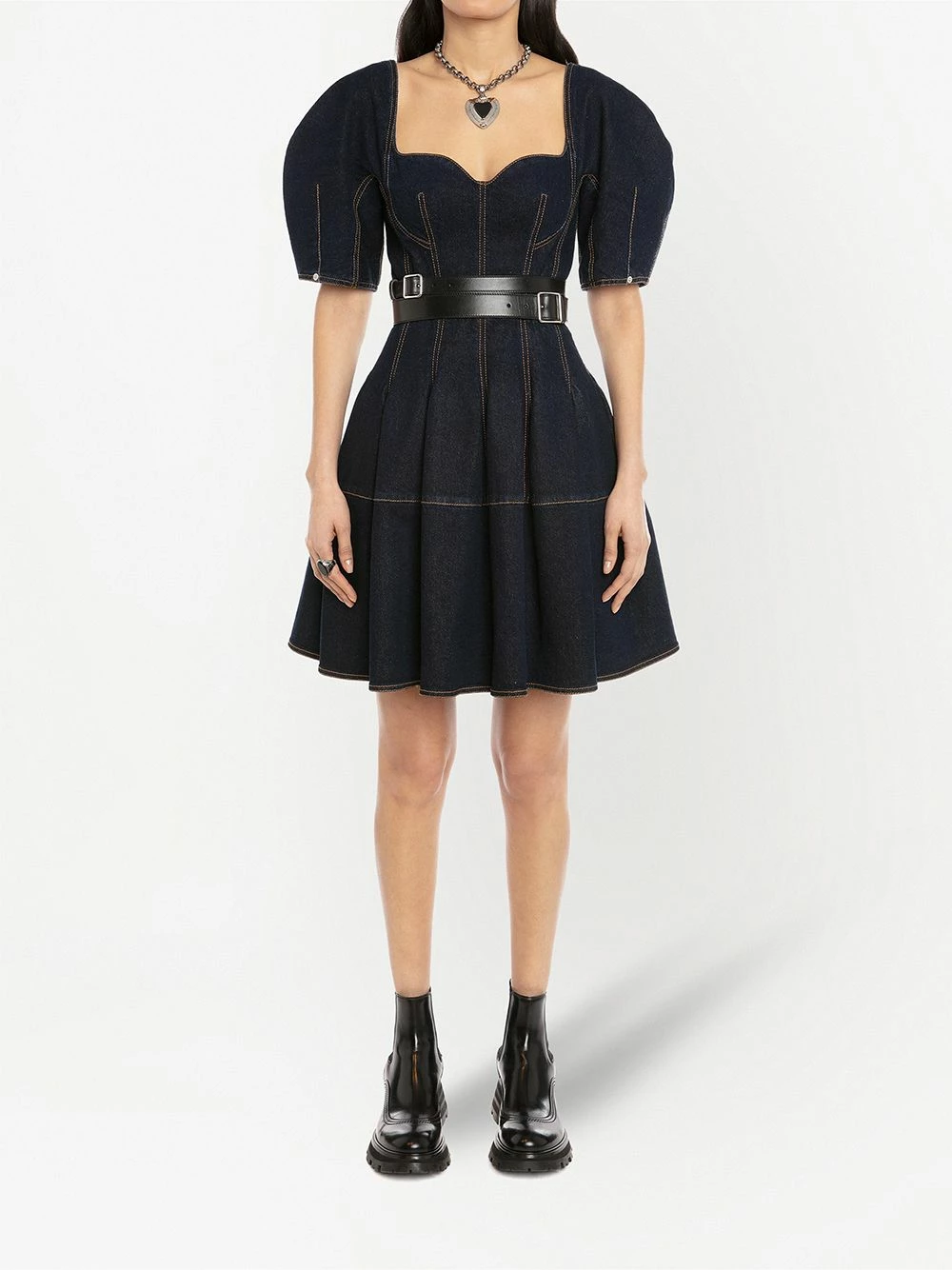 Alexander McQueen Cocoon sleeve denim dress 2 Alexander McQueen cocoon-sleeve denim dress