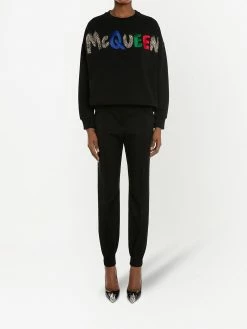 Alexander McQueen glitter embroidered-logo sweatshirt