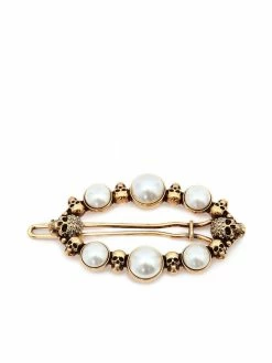 Alexander McQueen pearl skull hair clip