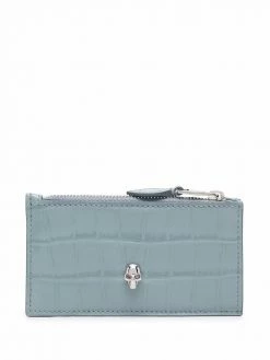 Alexander McQueen skull-embellished calf leather cardholder