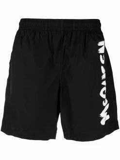 Alexander McQueen logo-print swim shorts
