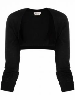 Alexander McQueen logo-embroidered cashmere shrug