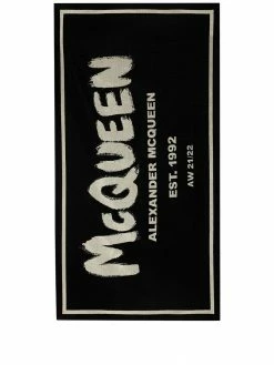 Alexander McQueen logo-print cotton beach towel
