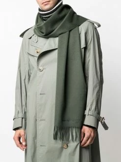 Alexander McQueen embroidered-logo fringed scarf