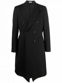 Alexander McQueen logo-print double-breasted coat