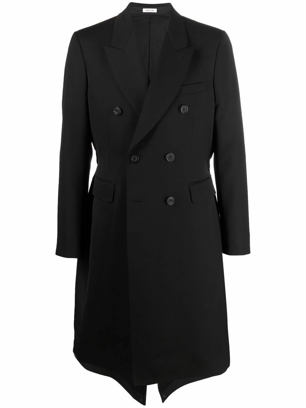 Alexander McQueen Logo print double breasted coat 1 Alexander McQueen logo-print double-breasted coat